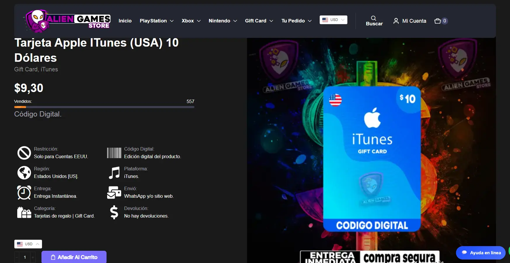 Seleccionar producto en AlienGames.Store