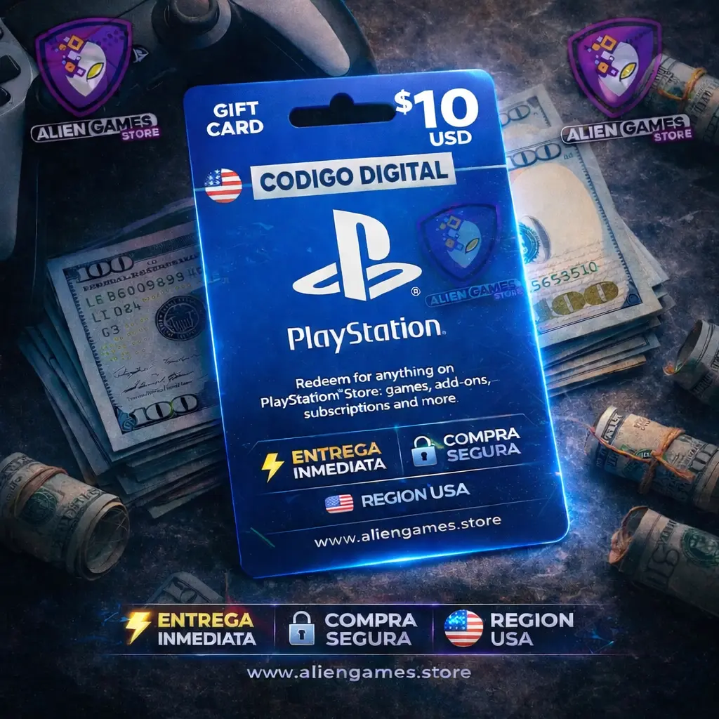 PlayStation Network PSN 10 USD (USA) – Gift Card Digital – Entrega Inmediata