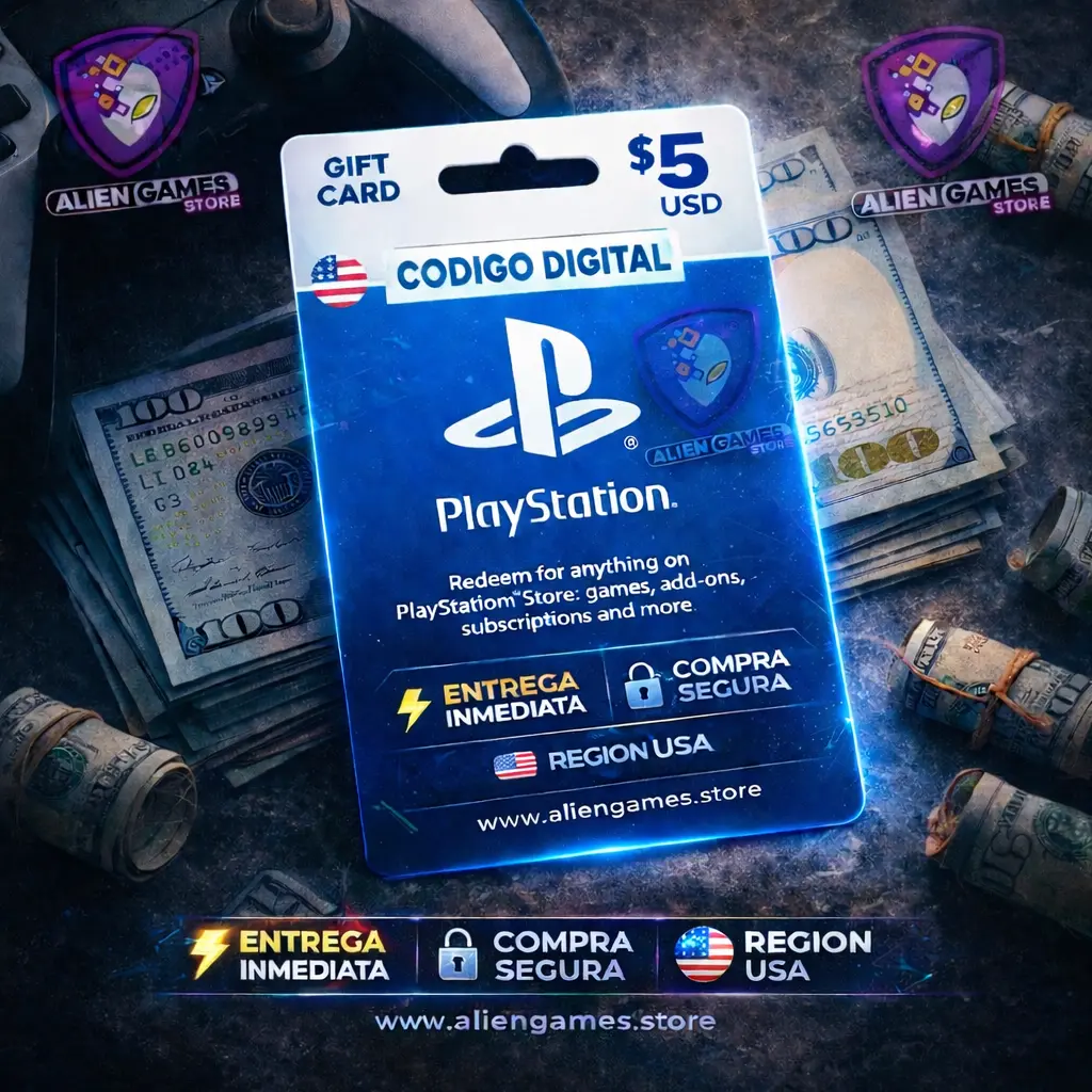 PlayStation Network PSN 5 USD (USA) – Gift Card Digital – Entrega Inmediata