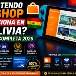 Banner informativo sobre Nintendo eShop en Bolivia 2026 mostrando Nintendo Switch, métodos de pago compatibles y guía completa para gamers bolivianos.