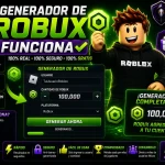 Imagen promocional de generador de Robux gratis para Roblox en Bolivia con diseño gaming verde neón y branding de AlienGames.Store.