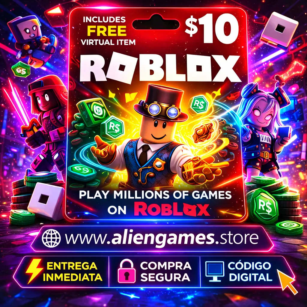 Roblox 10 USD – Gift Card USA – Código Digital Robux – Entrega Inmediata