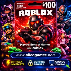 Roblox Gift Card 100 USD código digital comprar tarjeta Roblox saldo Robux AlienGames Store Bolivia