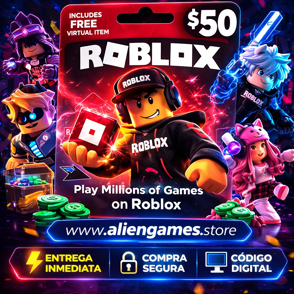 Roblox 50 USD – Gift Card USA – Código Digital Robux – Entrega Inmediata