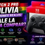 Banner promocional sobre Nintendo Switch 2 Pro en Bolivia con opiniones reales, control Pro y diseño gamer futurista.