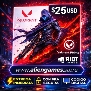 Valorant Gift Card 25 USD Riot Points código digital recarga VP Valorant