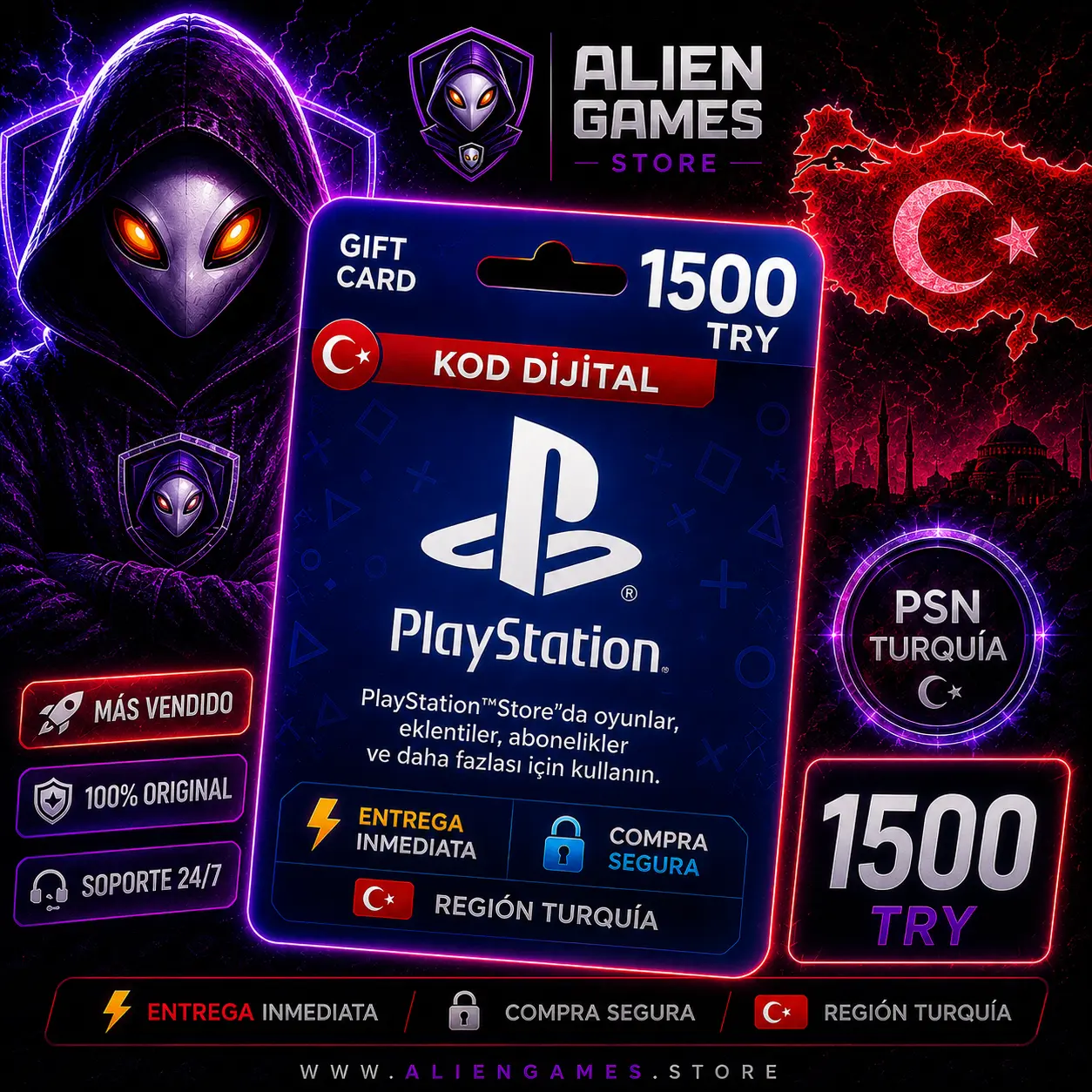 PlayStation Gift Card 1500 TRY Turquía (Código Digital)