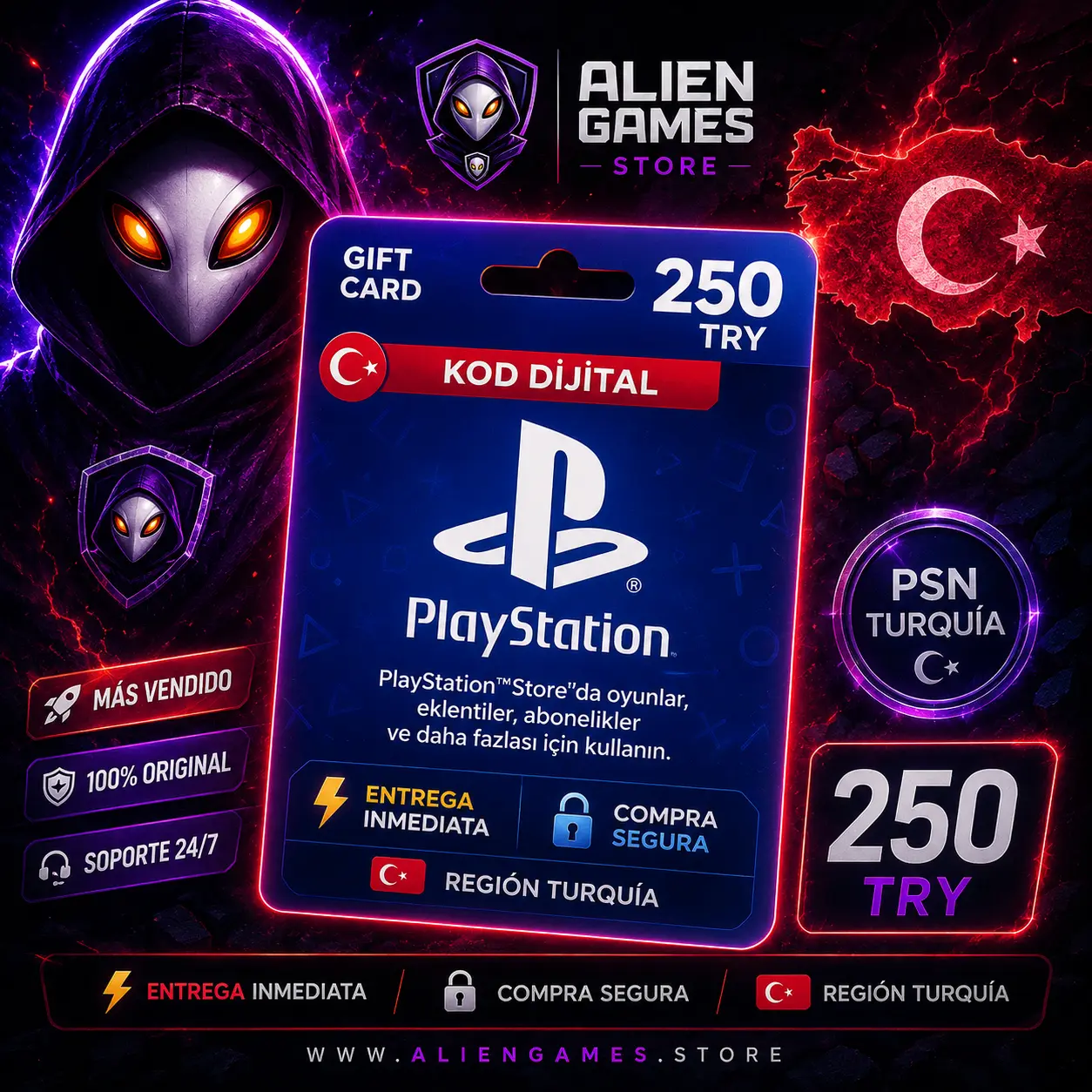 PSN 250 TRY Gift Card PlayStation Turquía
