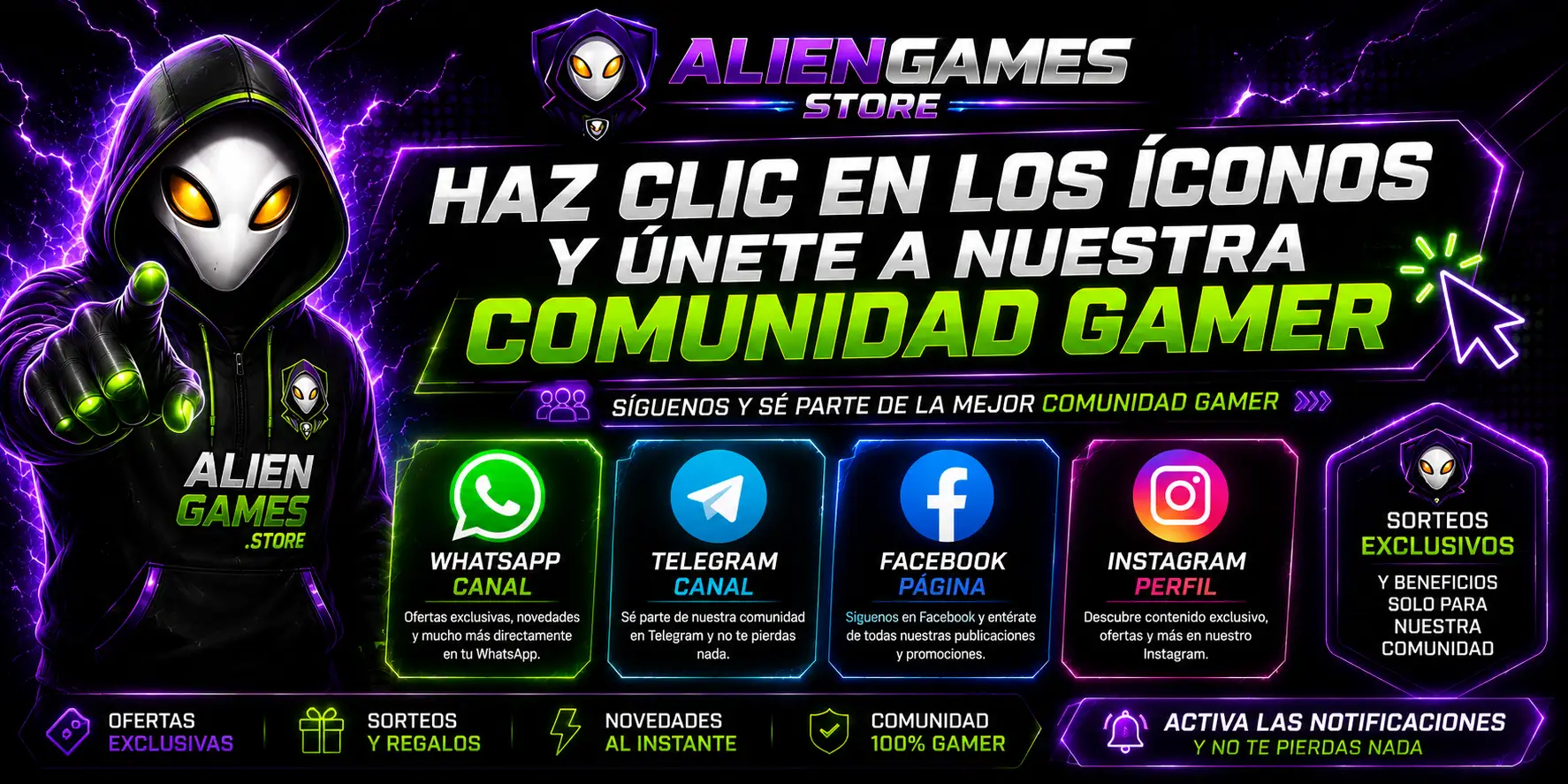 Unete a las redes sociales de AlienGames